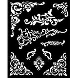 Stencil Vintage Library Esquinas Y Adornos 20x25