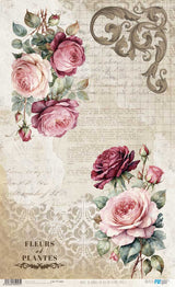 Papel de Arroz 57x33 Cm La Vie en Fleurs Roseé I
