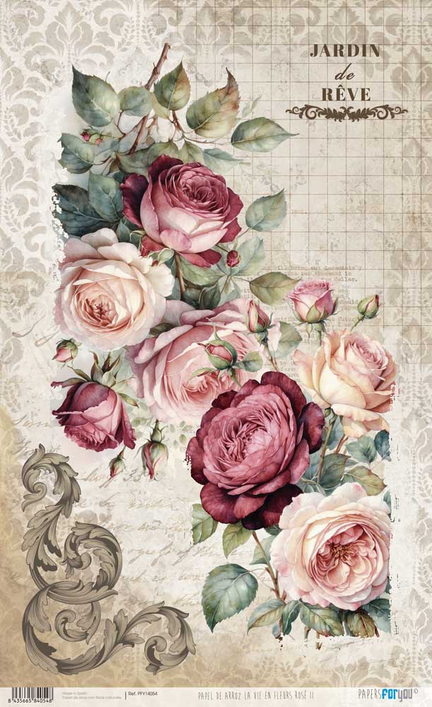 Papel de Arroz 57x33 Cm la Vie en Rosé II