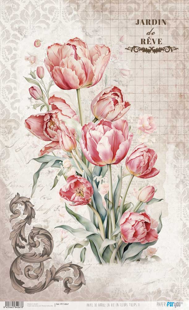 Papel de Arroz 57x33 Cm La Vie en Fleurs Tulips II