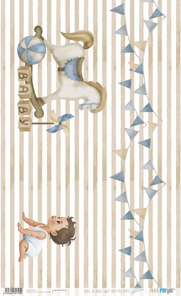 Papel De Arroz 54X33 Cm Sweet Baby Boy Horse