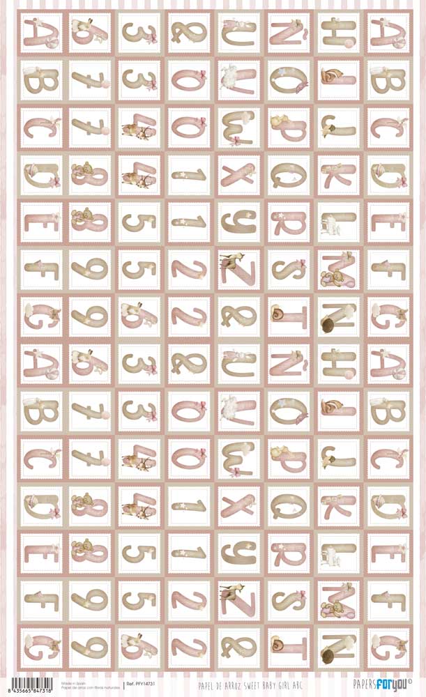 Papel De Arroz 54X33 Cm Sweet Baby Girl ABC