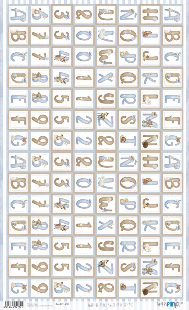 Papel De Arroz 54X33 Cm Sweet Baby Boy ABC