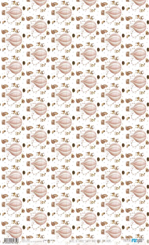 Papel De Arroz 54x33 Cm Baby Girl Balloons