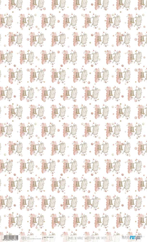 Papel De Arroz 54X33 Cm Sweet Baby Girl Sheeps