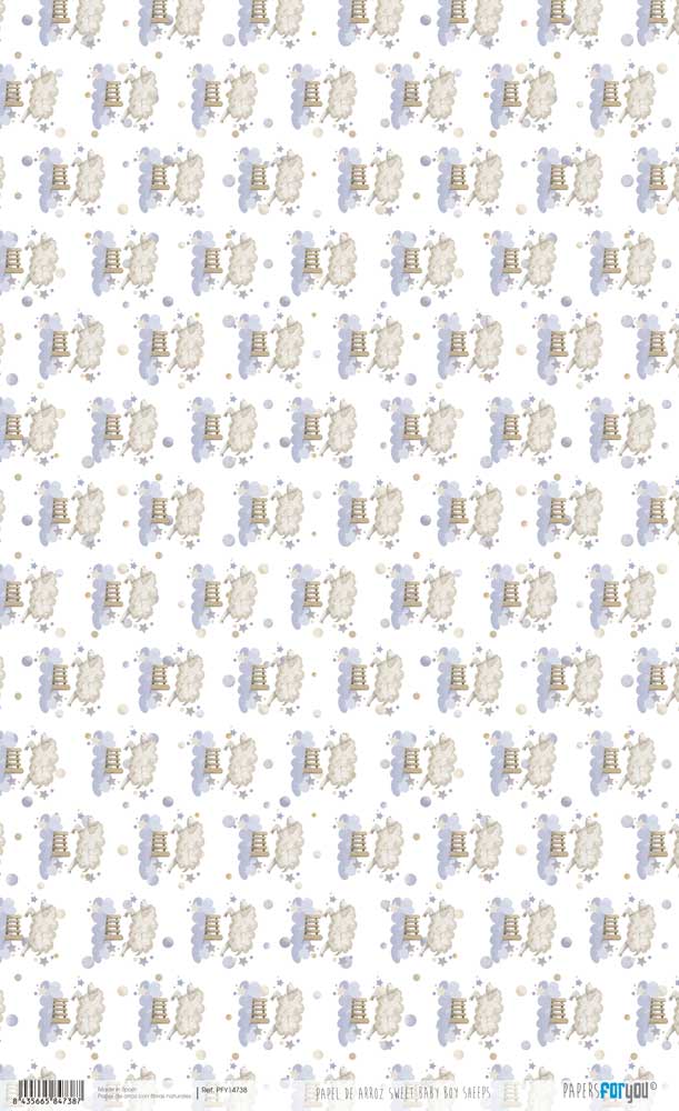 Papel De Arroz 54X33 Cm Sweet Baby Boy Sheeps