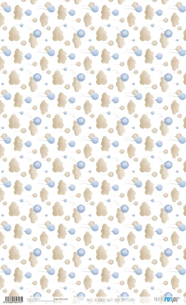 Papel De Arroz 54X33 Cm Sweet Baby Boy Clouds