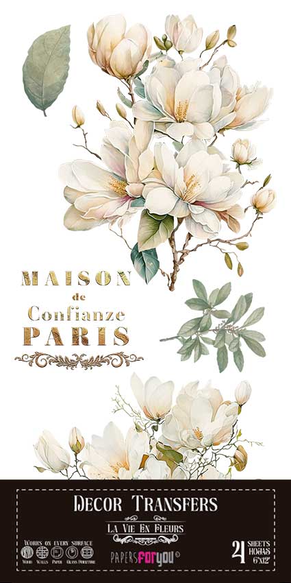 Decor transfer 15x30 Magnolias 4 Hojas