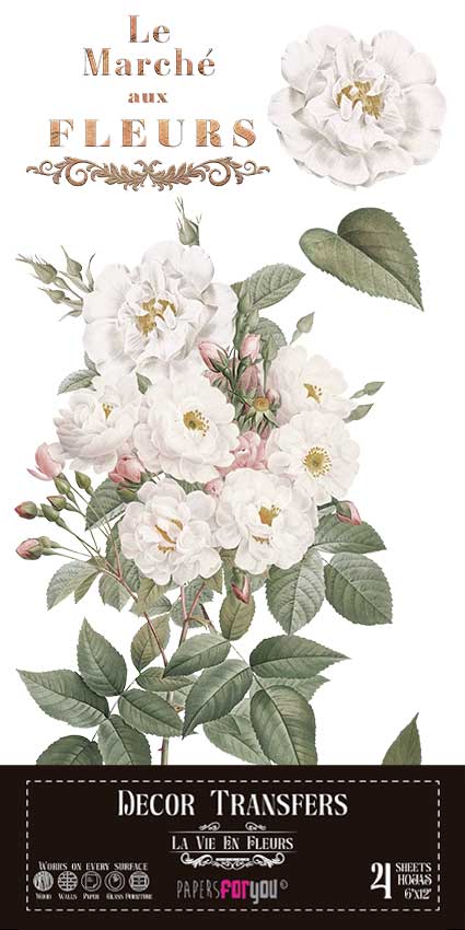 Decor transfer 15x30 Rosas 4 Hojas