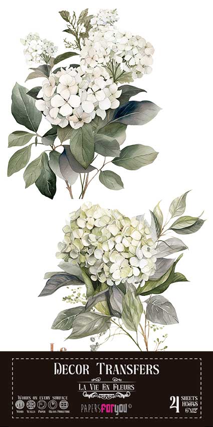 Decor transfer 15x30 Hortensias 4 Hojas