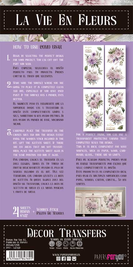 Decor transfer 15x30 Dalias 4 Hojas