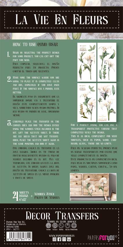 Decor transfer 15x30 Lirios 4 Hojas