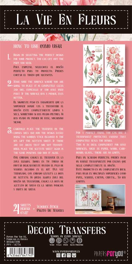 Decor transfer 15x30 Tulipanes 4 Hojas