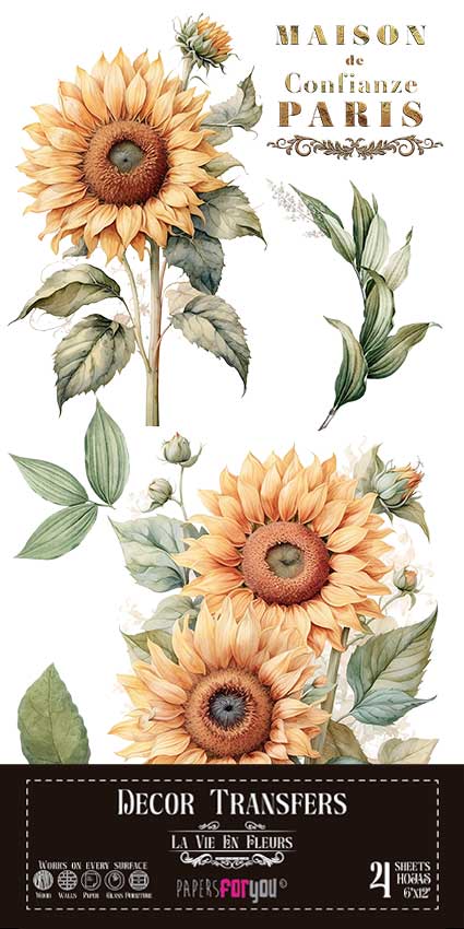 Decor transfer 15x30 Girasoles 4 Hojas