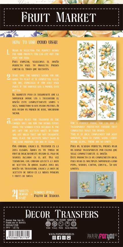 Decor transfer 15x30 Limones 4 Hojas