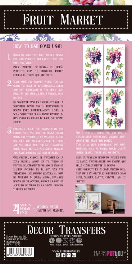 Decor transfer 15x30 Racimos De Uva 4 Hojas