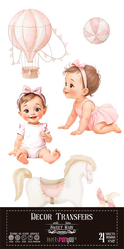 Decor transfer 15x30  Sweet Baby Girl 4 Hojas
