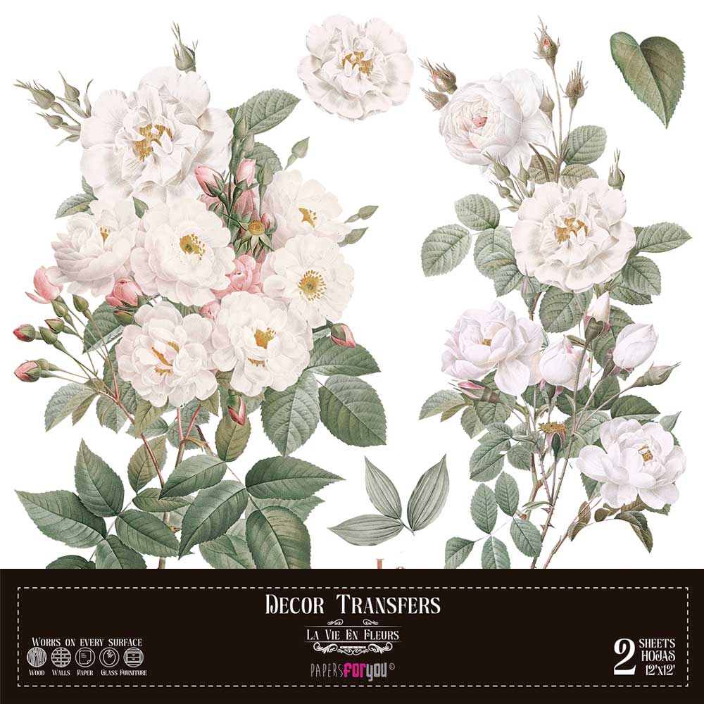 Decor transfer 30x30 Rosas 2 hojas