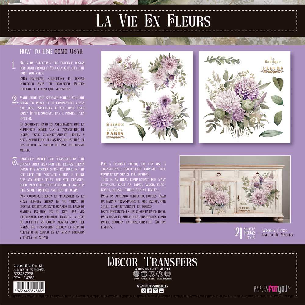 Decor transfer 30x30 Dalias 2 hojas