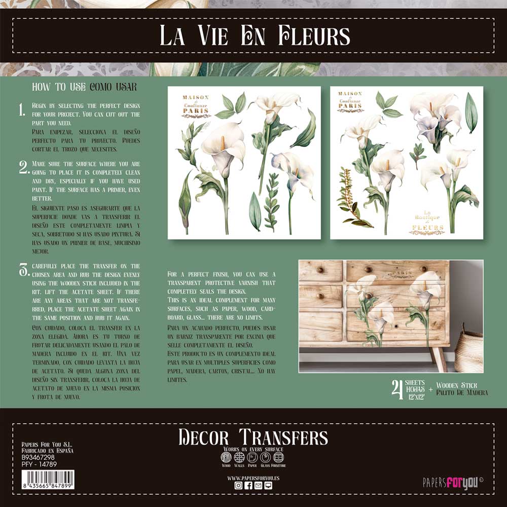 Decor transfer 30x30 Lirios 2 hojas