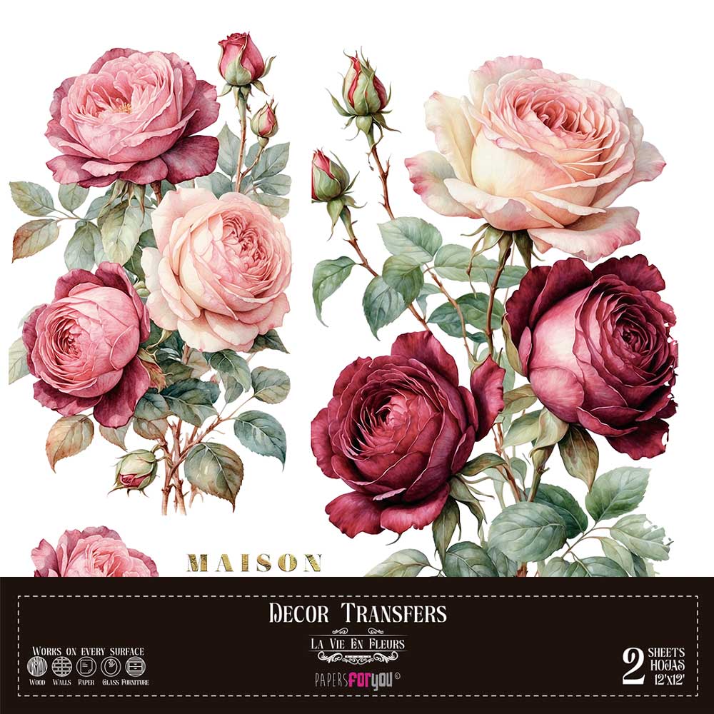 Decor transfer 30x30 Rosas 2 hojas