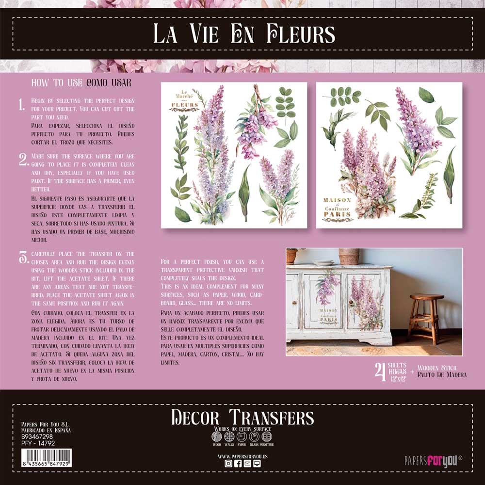 Decor transfer 30x30 Lilas 2 hojas