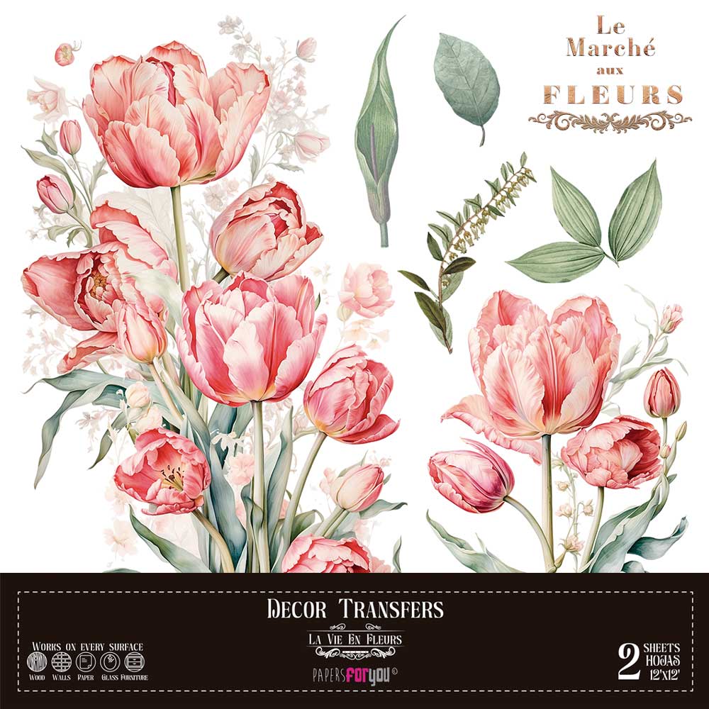 Decor transfer 30x30 Tulipanes 2 hojas
