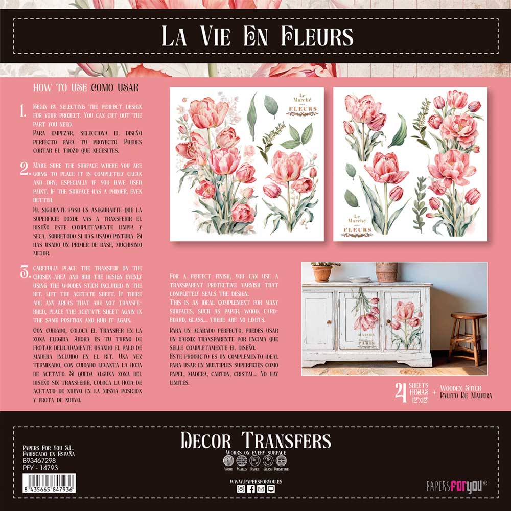Decor transfer 30x30 Tulipanes 2 hojas