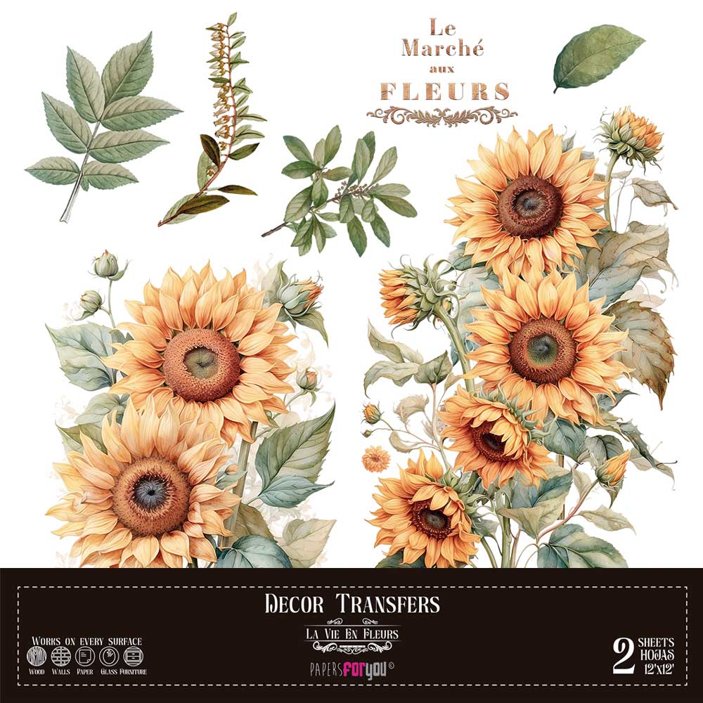Decor transfer 30x30 Girasoles 2 hojas