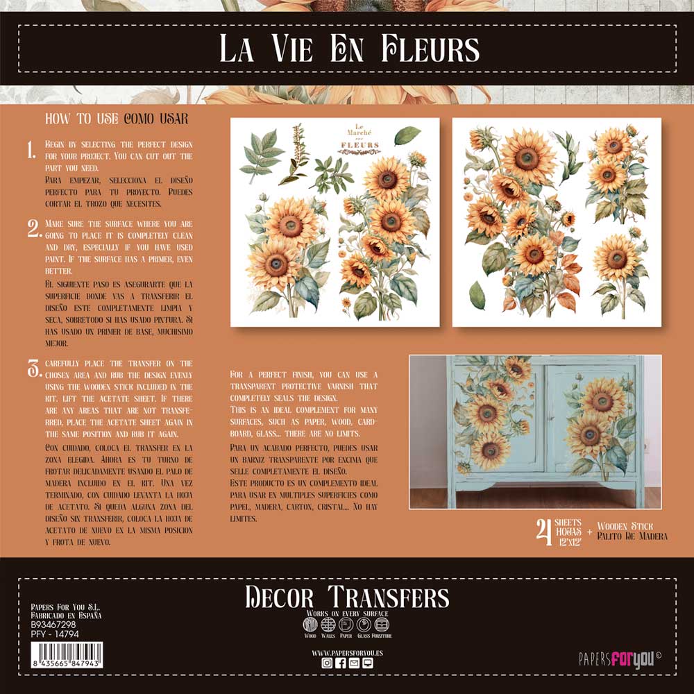 Decor transfer 30x30 Girasoles 2 hojas