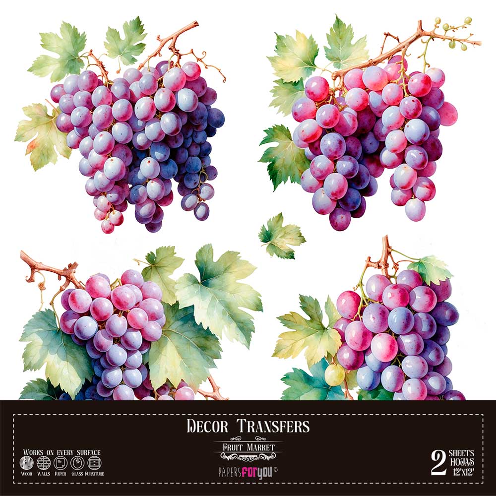Decor transfer 30x30 Racimos Uvas 2 hojas
