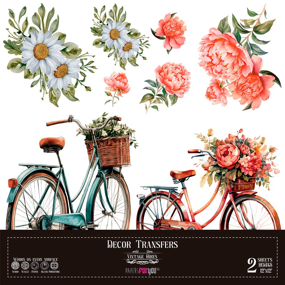 Decor transfer 30x30 Bicicletas 2 hojas