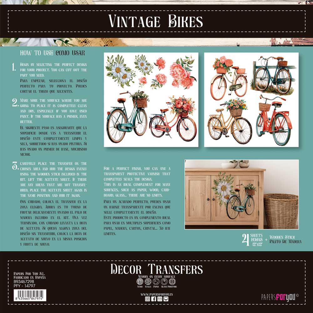 Decor transfer 30x30 Bicicletas 2 hojas