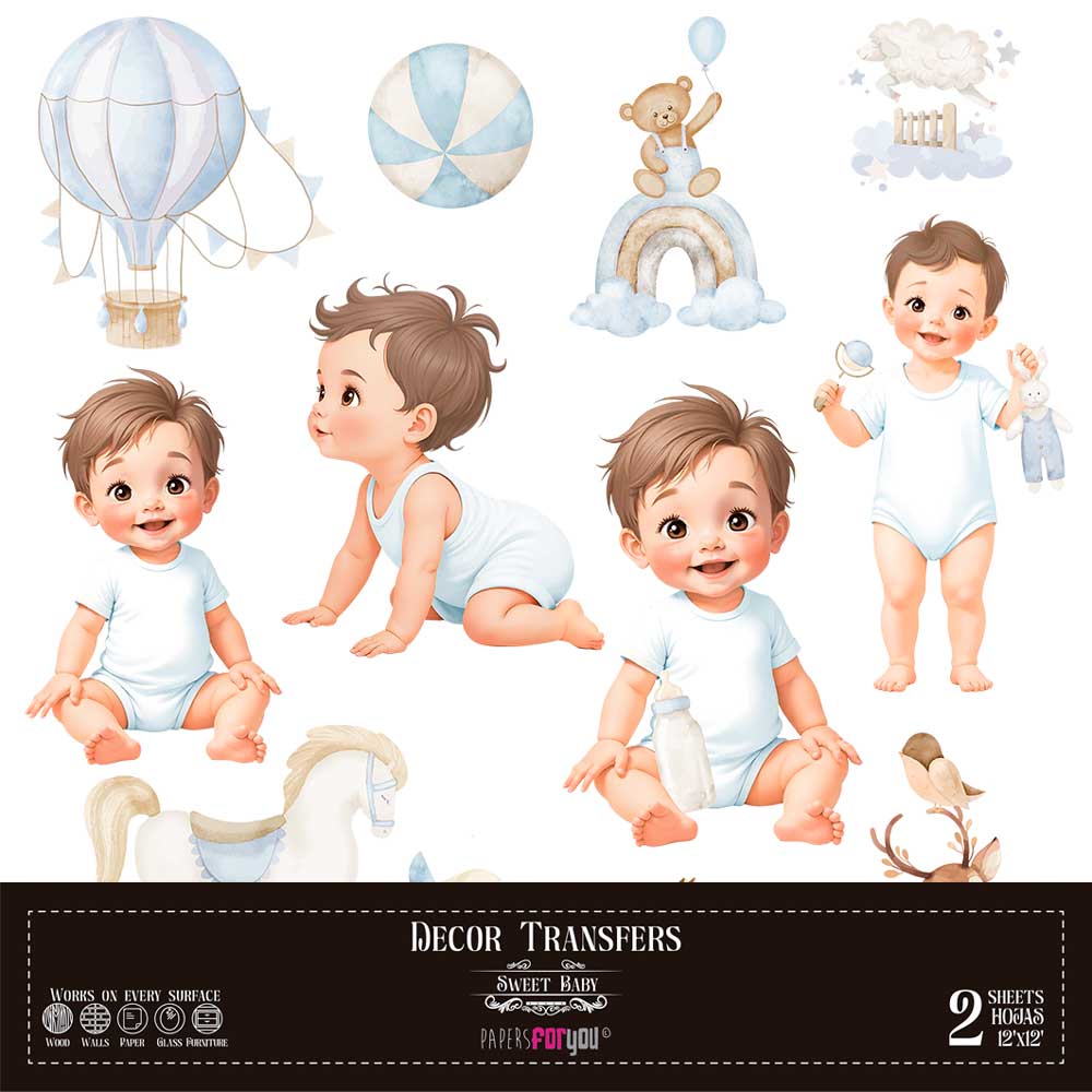 Decor transfer 30x30 Sweet Baby Boy 2 hojas