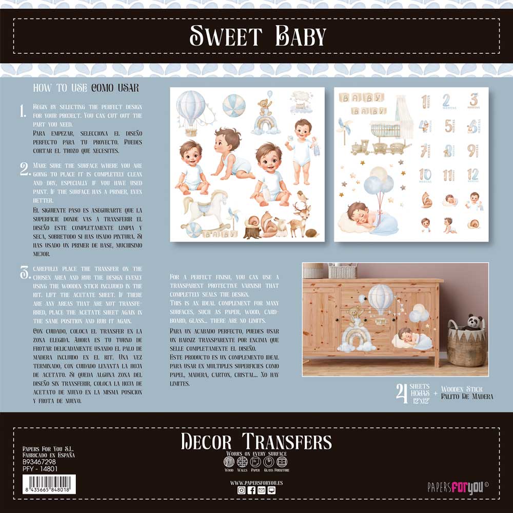 Decor transfer 30x30 Sweet Baby Boy 2 hojas