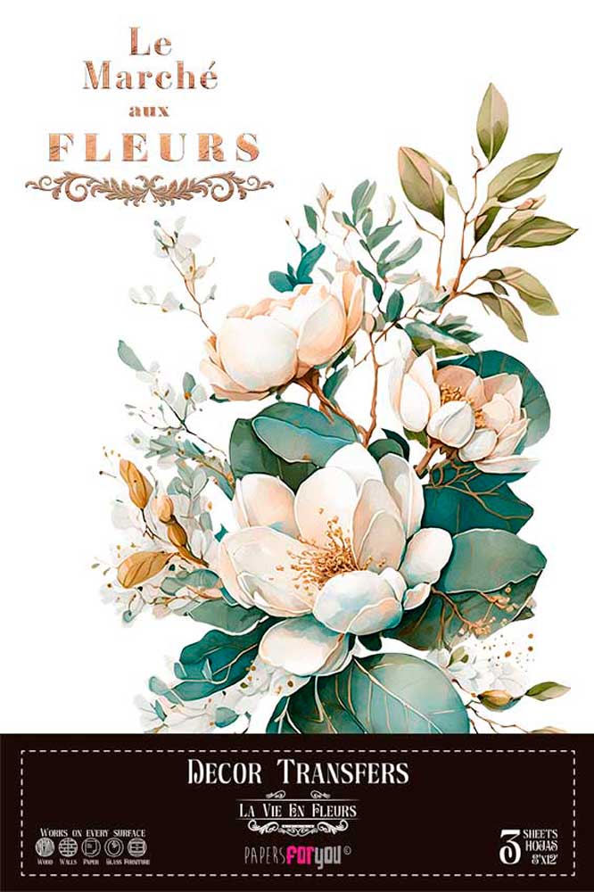Decor transfer 20x30 Magnolias 3 hojas