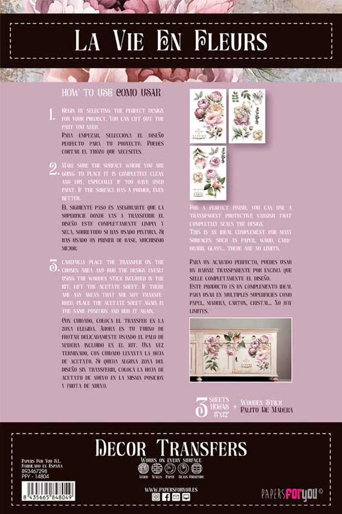 Decor transfer 20x30 Peonias 3 hojas