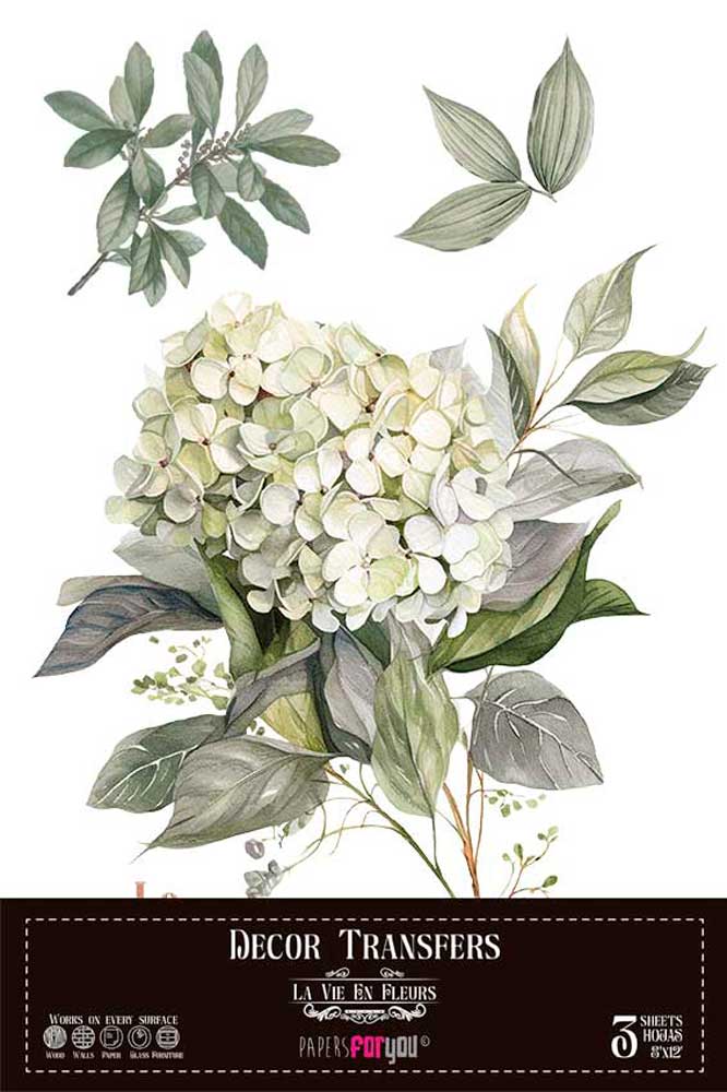 Decor transfer 20x30 Hortensias 3 hojas