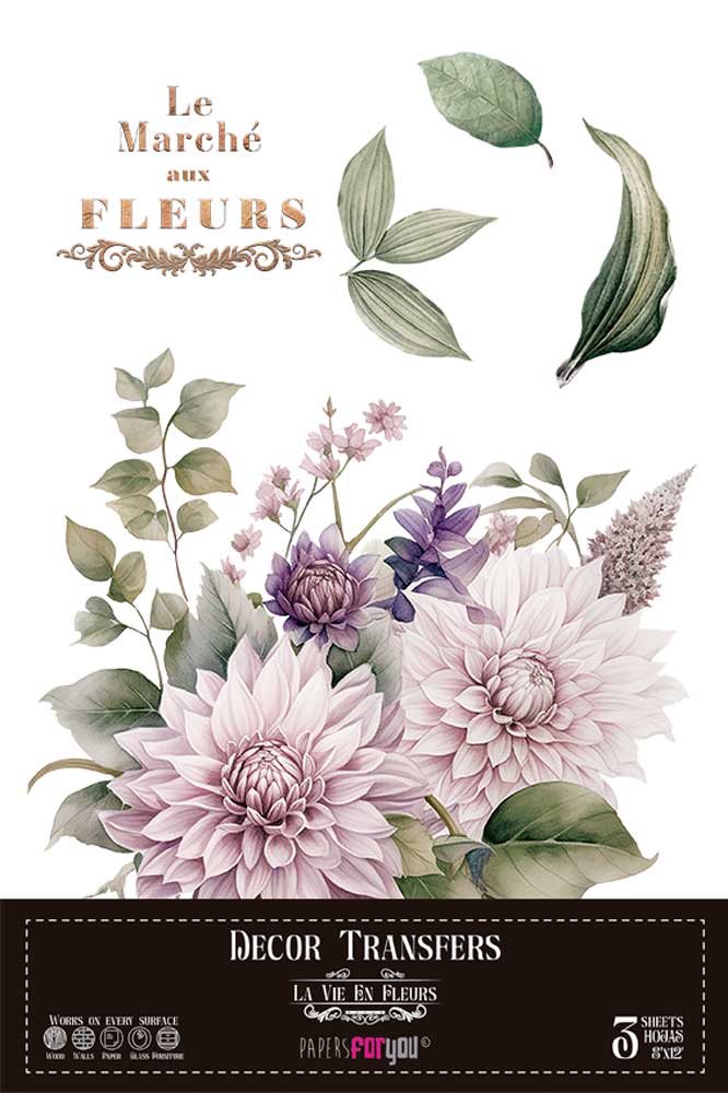 Decor transfer 20x30 Dalias 3 hojas