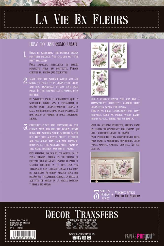 Decor transfer 20x30 Dalias 3 hojas
