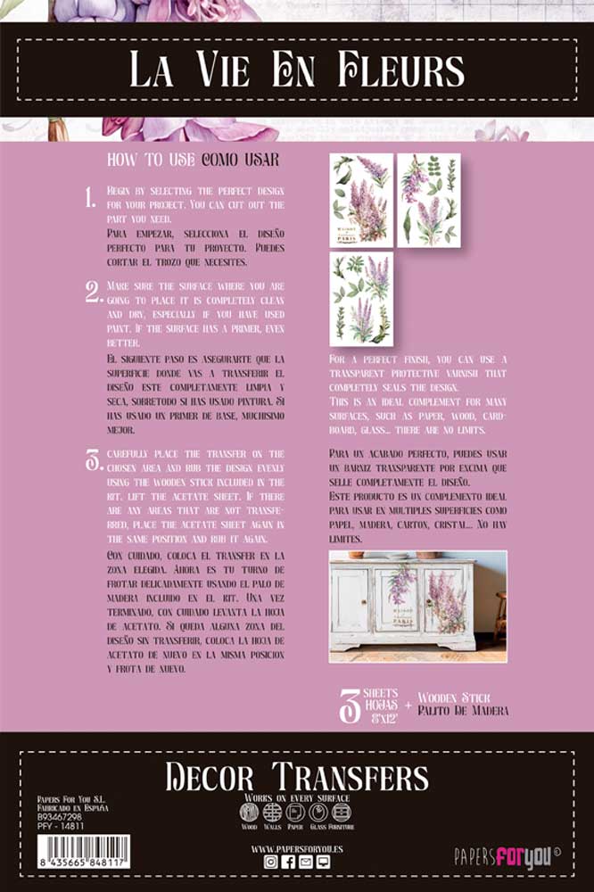 Decor transfer 20x30 Lilas 3 hojas