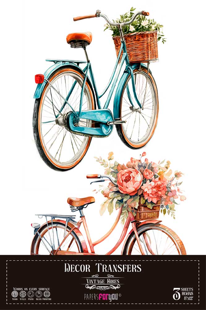 Decor transfer 20x30 Bicicletas 3 hojas