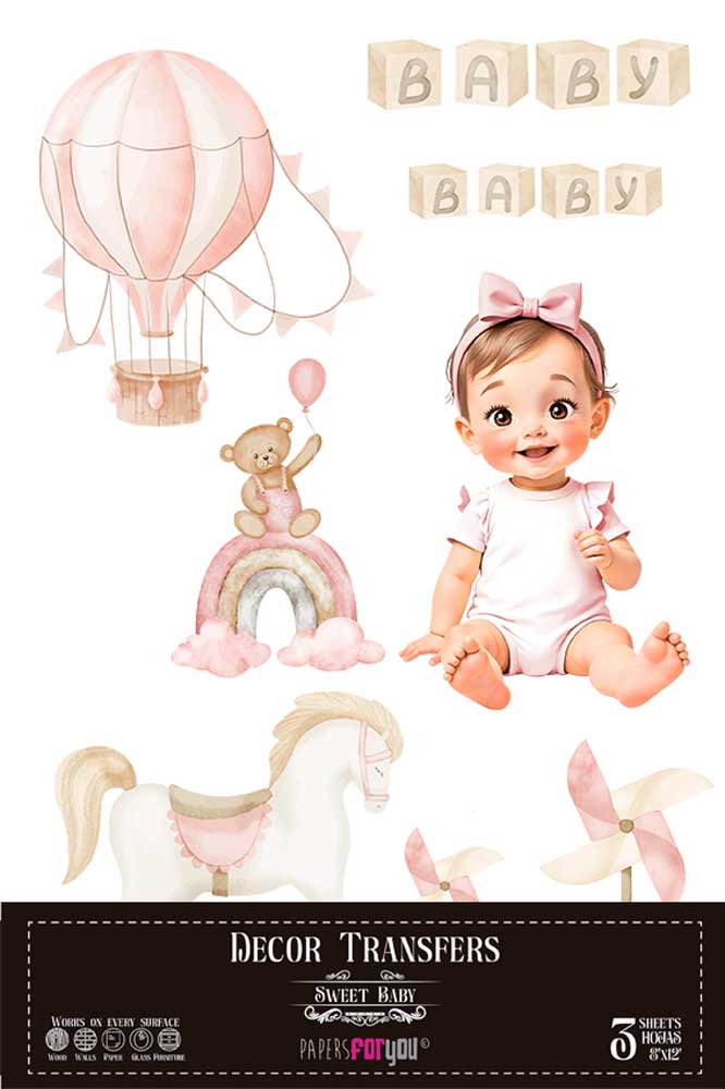 Decor transfer 20x30 Sweet Baby Girl 3 hojas