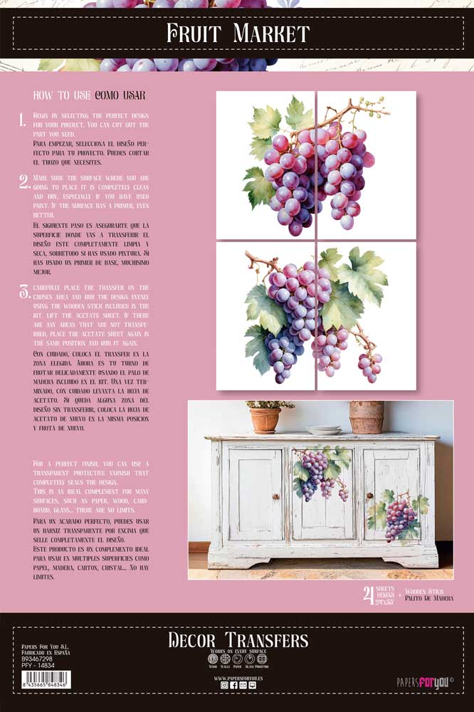 Decor transfer 60x90 Racimos Uvas