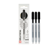 Set de 3 bolígrafos de gel punta retractil color negro