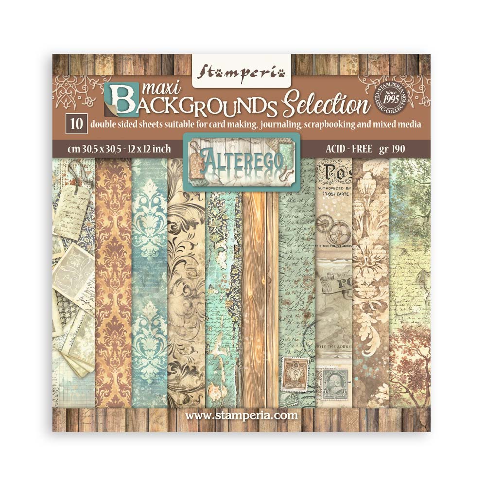 Block 30x30 de Scrapbooking 10 hojas(12"x12") 2 caras Backgrounds selection - Alterego