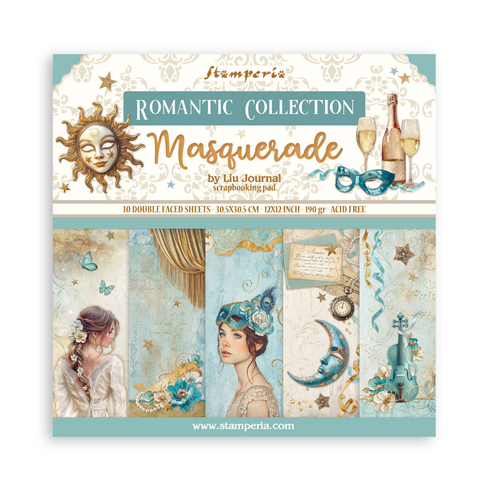 Block 30x30 de Scrapbooking 10 hojas (12"x12") 2 caras - Masquerade