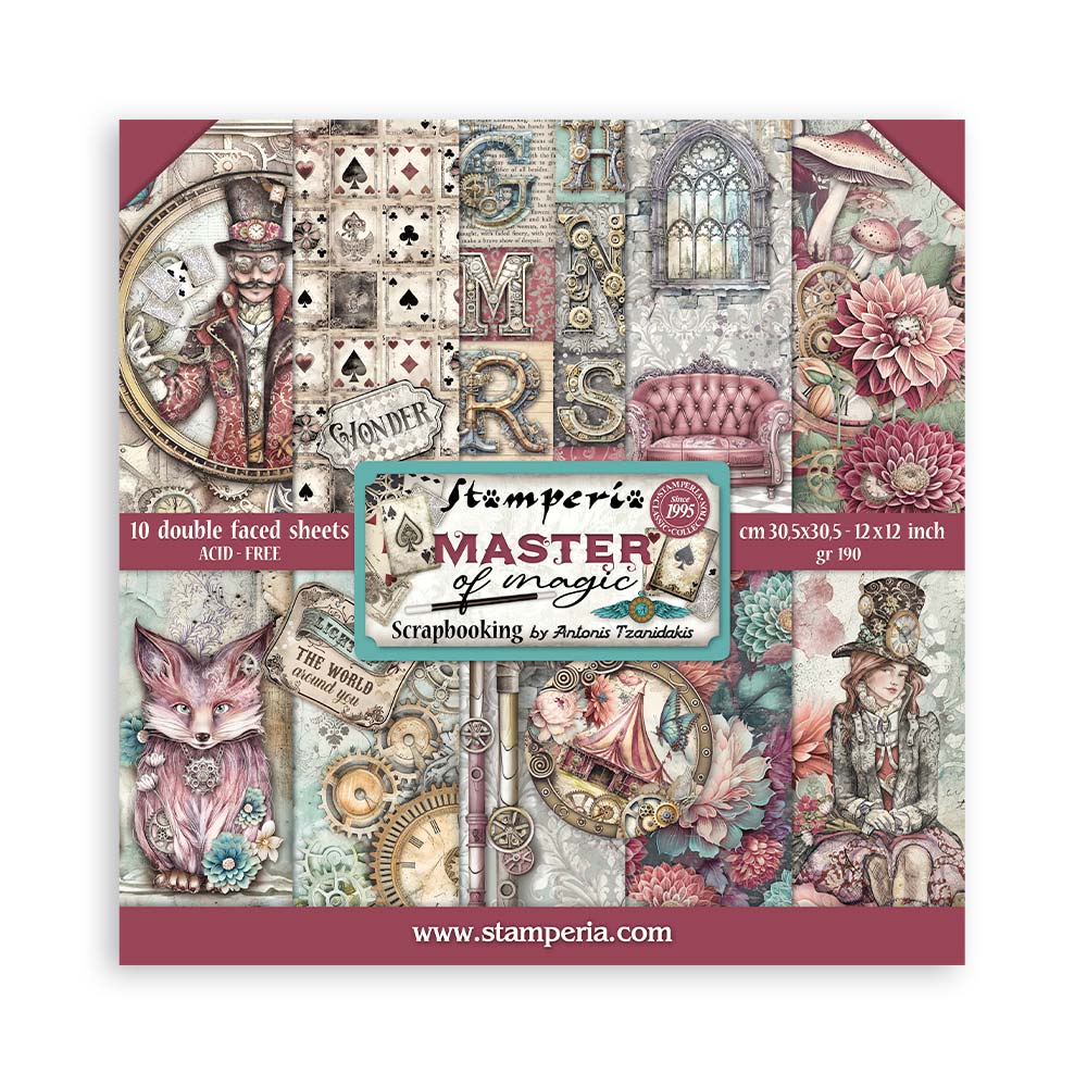 Block 30x30 de Scrapbooking 10 hojas (12"x12") 2 caras - Master of Magic