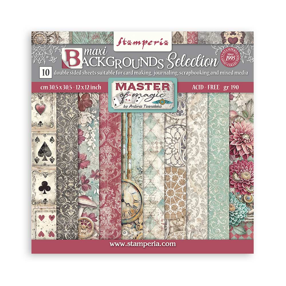 Block 30x30 de Scrapbooking 10 hojas (12"x12") 2 caras Backgrounds selection - Master of Magic