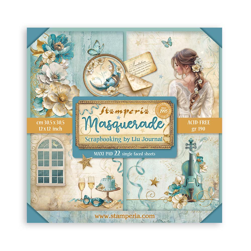 Block 30x30  de Scrapbooking 22 hojas  (12"x12") Una cara - Masquerade